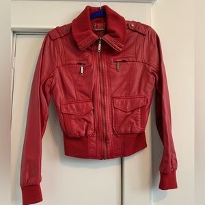 Red Vegan Leather jacket